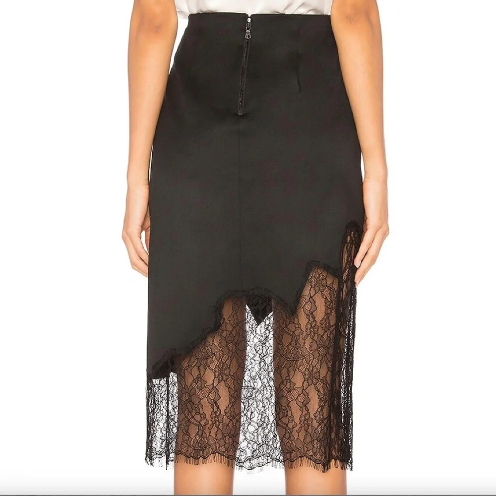 Alice + Oliva Lace Embellished Midi Pencil Asymmetrical Hem Skirt US6 NEW